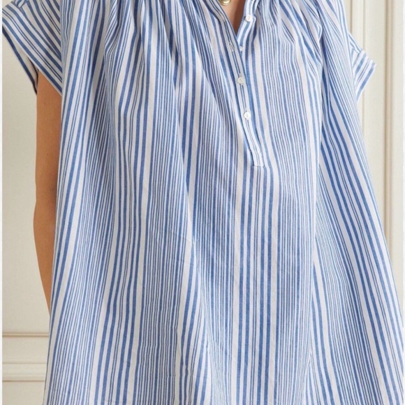 Nili Lotan Blue and White Striped Button Down Shirt 100% Cotton - Picture 4 of 10